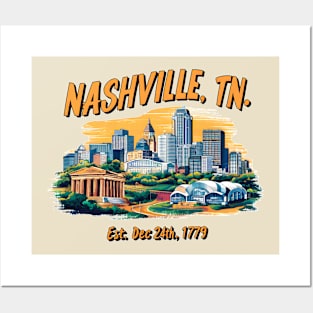 Nashville Tennessee Souvenir Vintage Nostalgic Cityscape tee Posters and Art